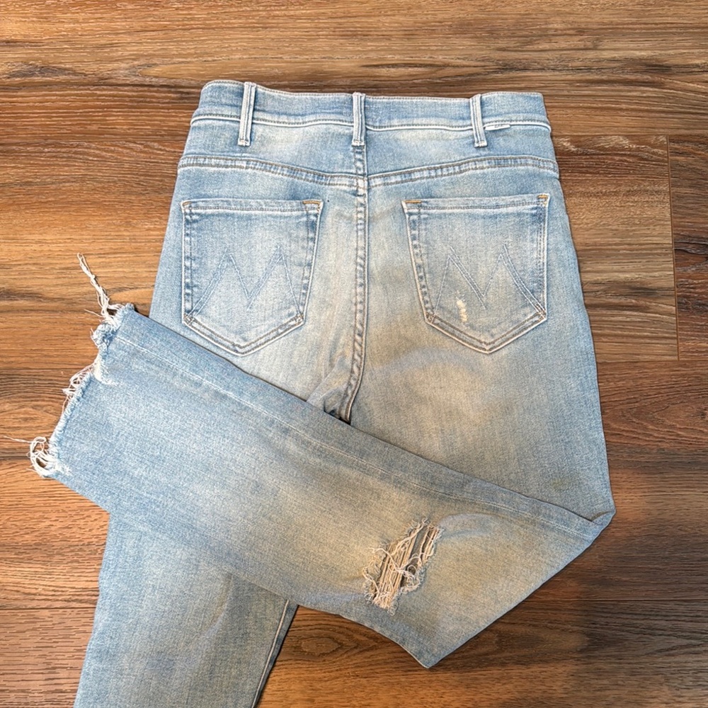 MOTHER Blue Skinny Jeans Vintage Distressed